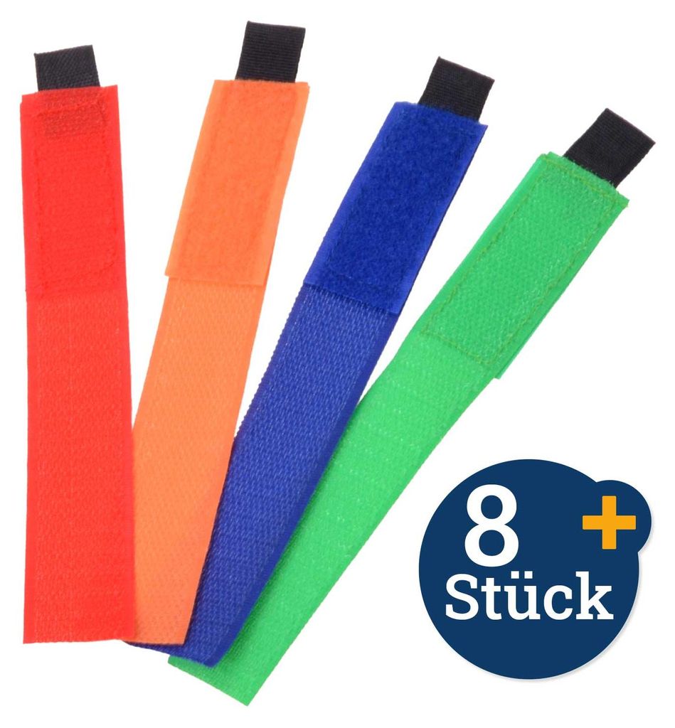 Kabel Klettbänder 8-teilig 18cm Länge verschiedene Farben Produktbild 