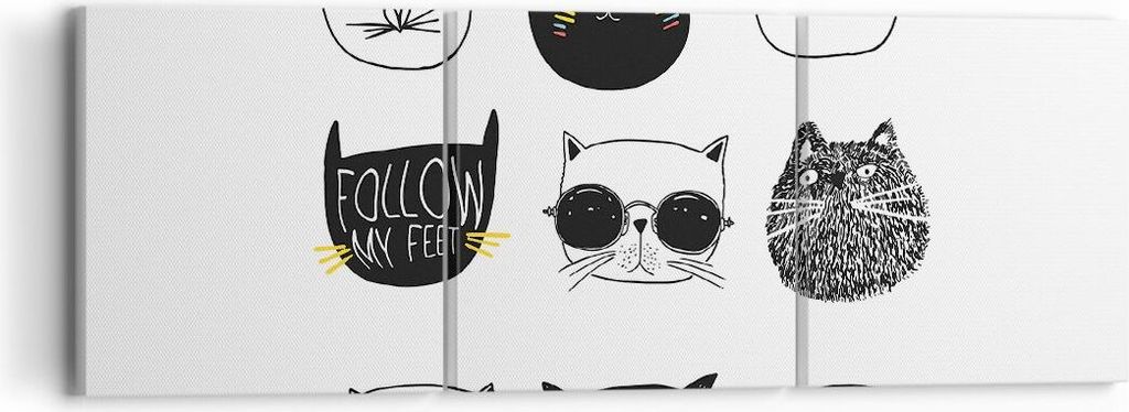 Bild auf Leinwand - Leinwandbild - Katze Haustier Tiere Illustration - 90x30cm - Wand Bild - Wanddeko - Leinwanddruck - Bilder - Kunstdruck - Leinw...
