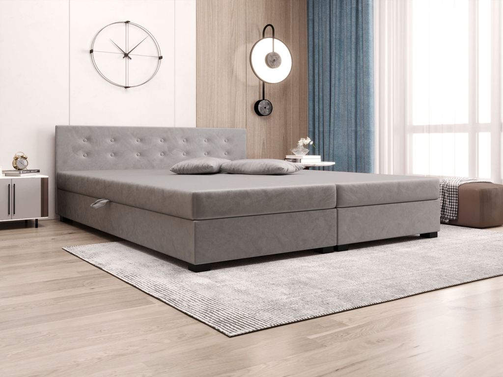 Doppelbett mit Stauraum 160x200 ROSIE 11 - hellgrau