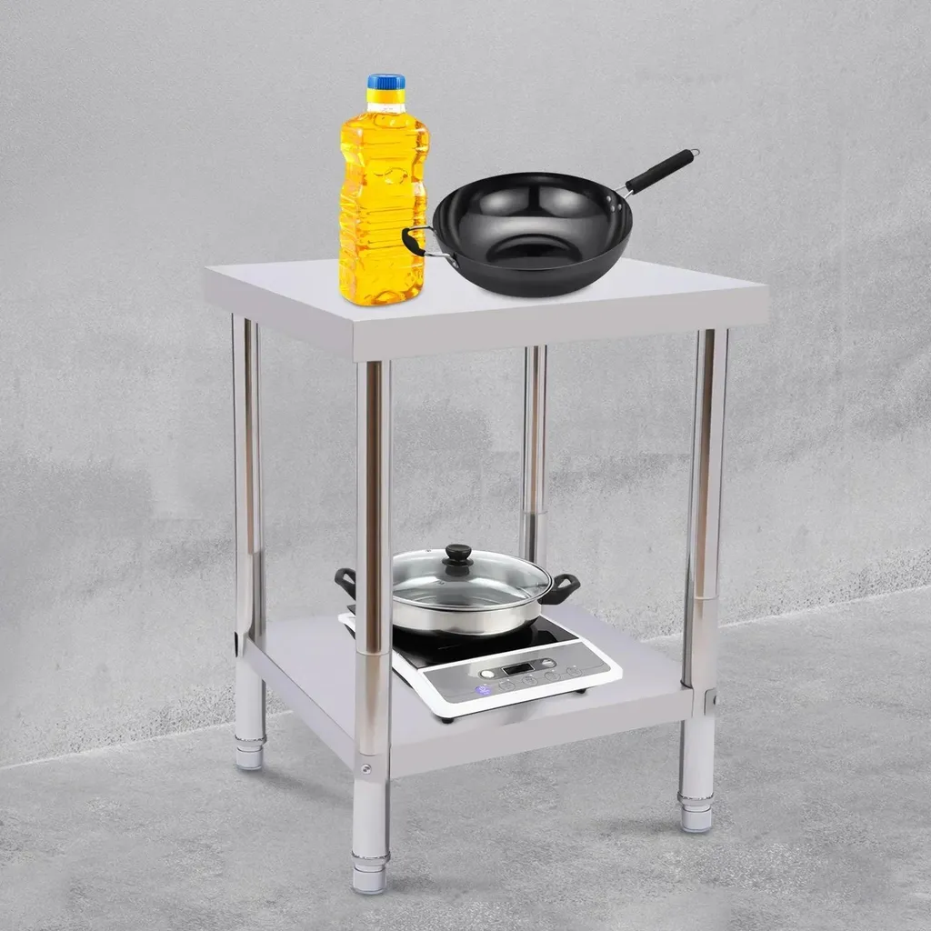 Table de cuisine moderne en métal argenté - Collection Studio Loft Chic