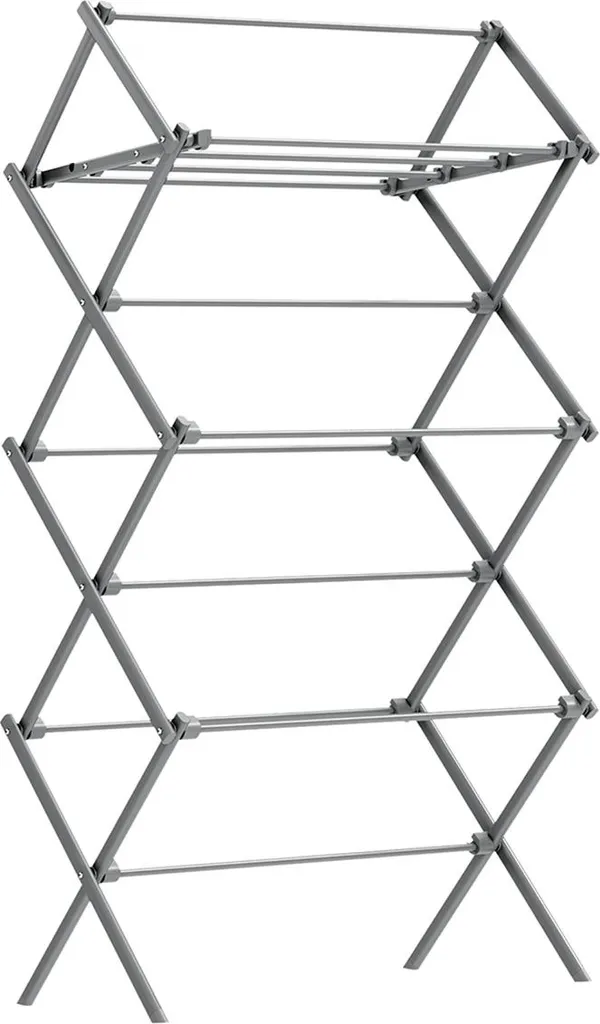 Porte-manteau pliable en acier gris - Structure robuste gain de place