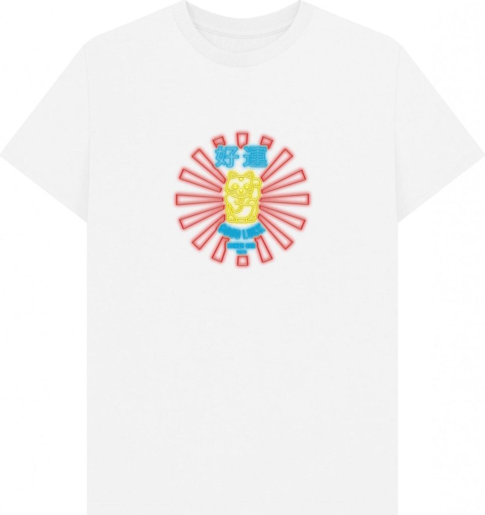 TORC - "Neon Lucky Cat" T-Shirt für Herren/Damen Uni PN1803 (S) (Weiß)
