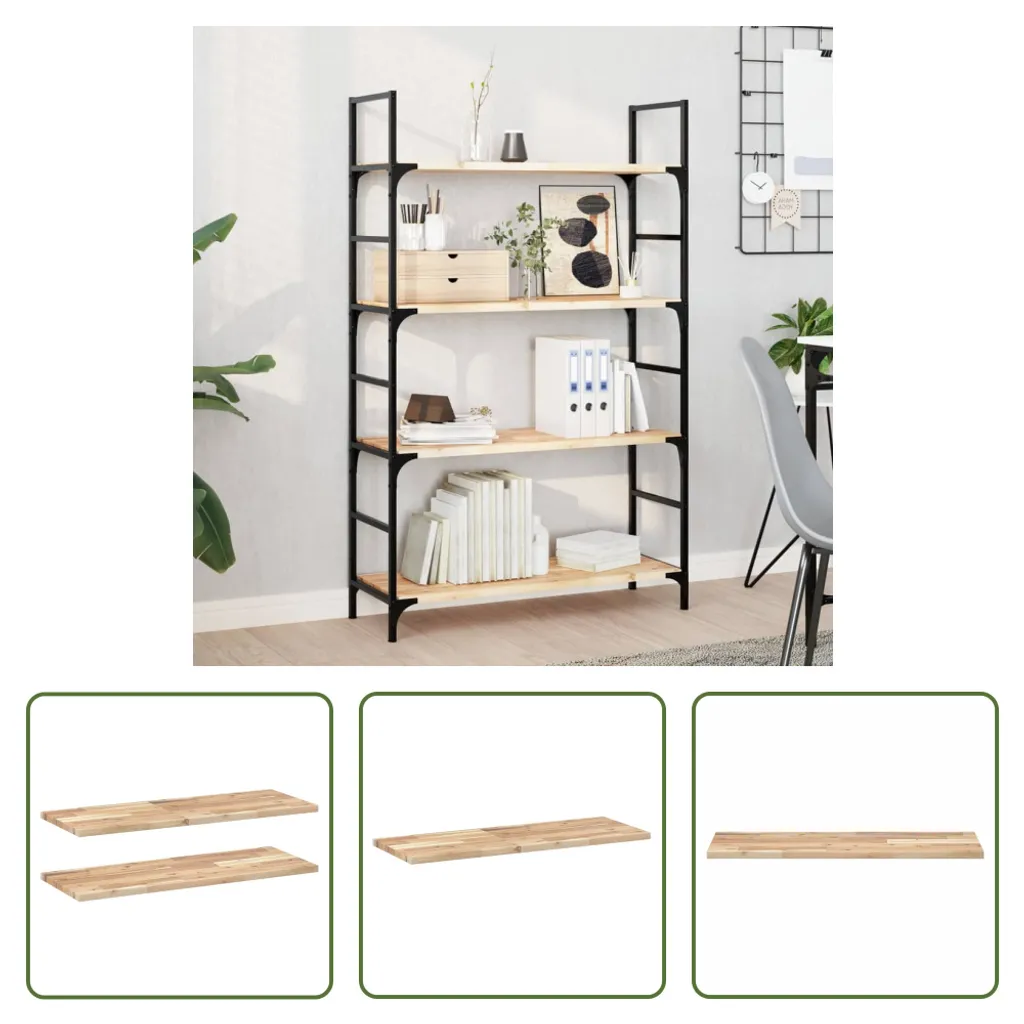 Mensole in Legno Massiccio di Acacia 80x30x2 cm - Set 2 Pezzi The Living Store