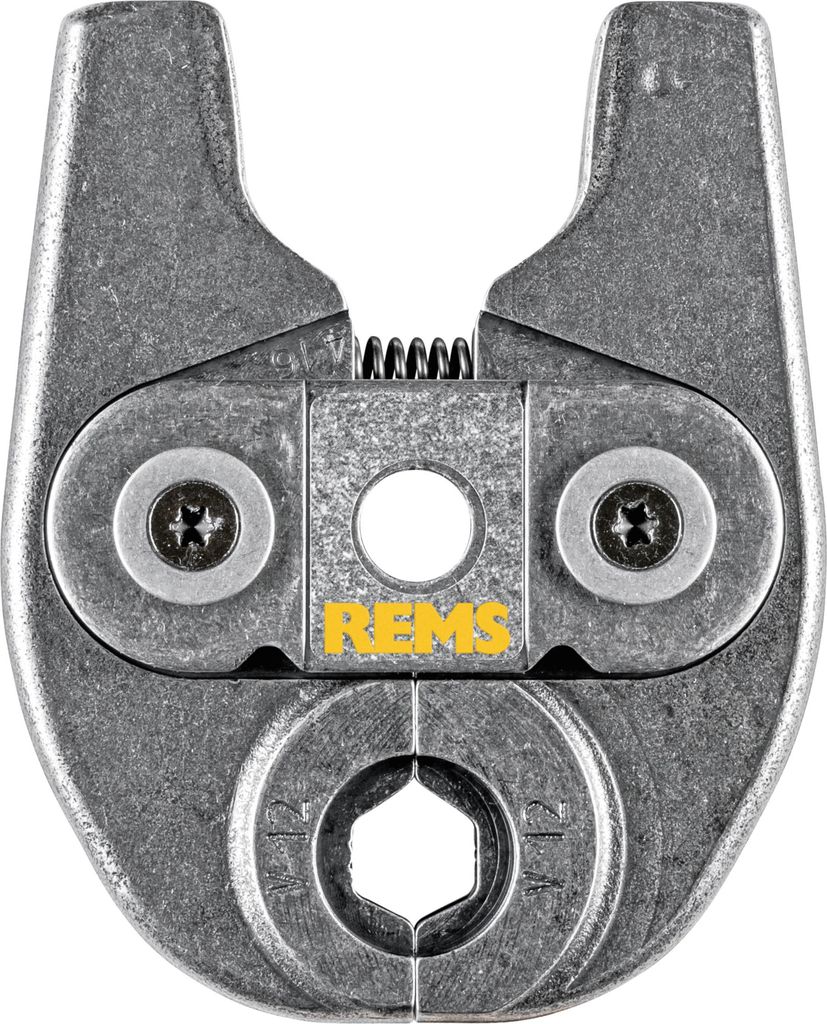 A close-up, top-down view of a metal tool.