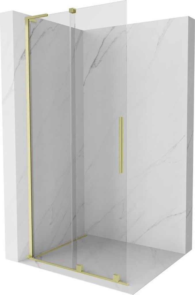 Mexen Velar L Duschwand zum Schieben Walk-in 120 x 200 cm, transparent 8 mm, gold gebürstet - 871-120-003-03-55