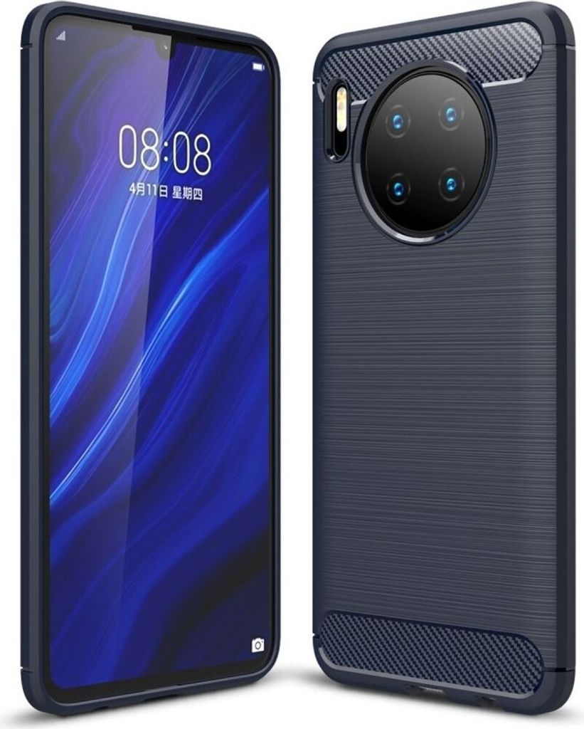 Huawei Mate 30 TPU Case Carbon Fiber Optik Brushed Schutz Hülle Blau