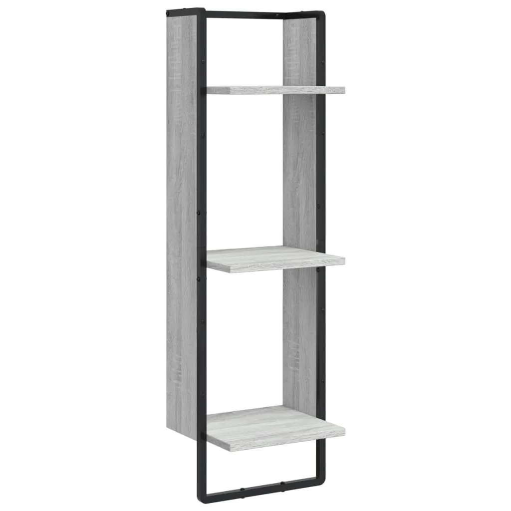 Set 6 Scaffali a Muro Grigio Sonoma vidaXL con Aste | Arredo Design - 9