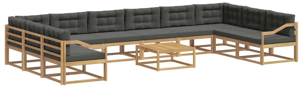 vidaXL Outdoor-Sofagarnitur mit Kissen 11 pcs Weiß und Anthrazit