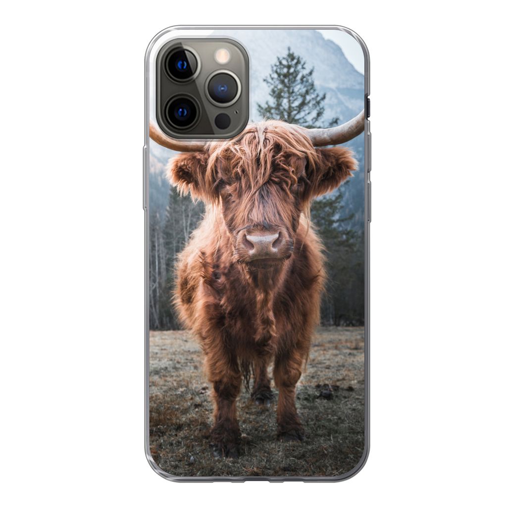 MuchoWow Handyhülle Schutzhülle Hülle für iPhone 13 Pro Schottischer Hochländer - Kuh - Tiere - Berg - Natur Silikon Softcase Handy Hülle -...