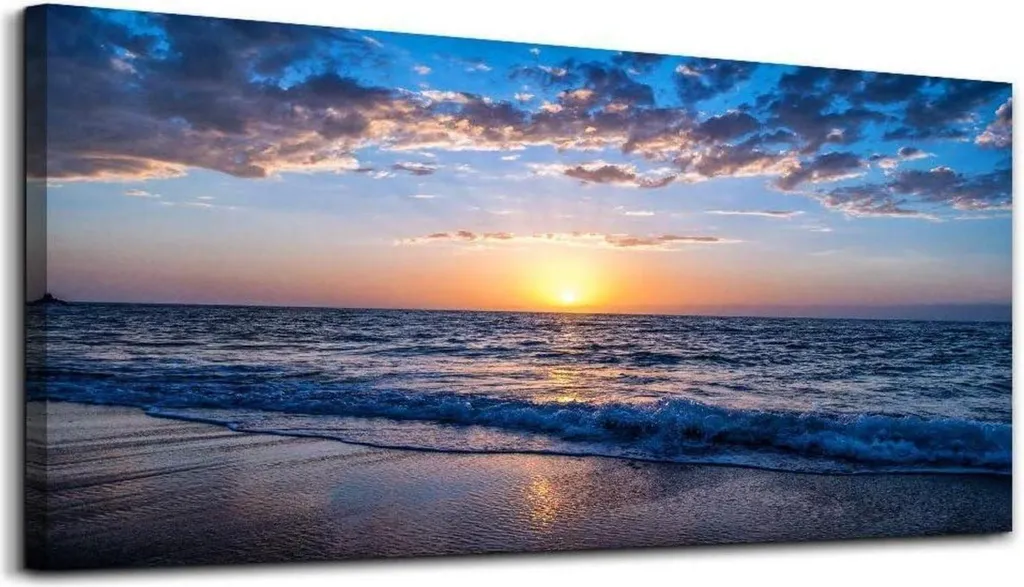 Tableau Toile Paysage Mer pour Habiller un Mur Vide 100x50cm Moderne
