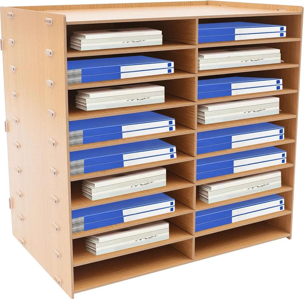 Holz Dokumentenablage - Schreibtisch Organizer - 9 Ebenen - 18 Fächer - Papieraufbewahrung - Büro Zuhause Schule