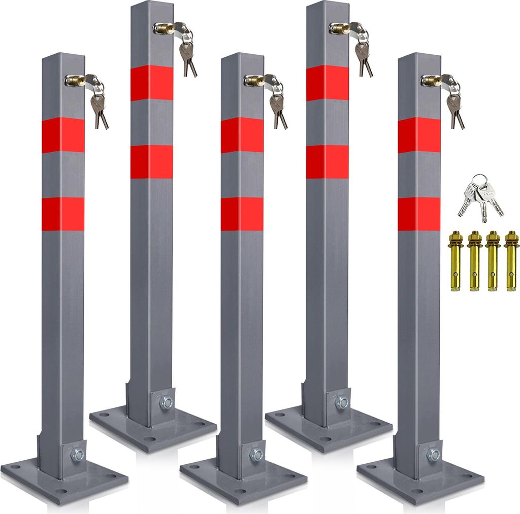 Hebitod Absperrpfosten 5X Parkplatzsperre Klappbar 66cm abschließbar rostfreier