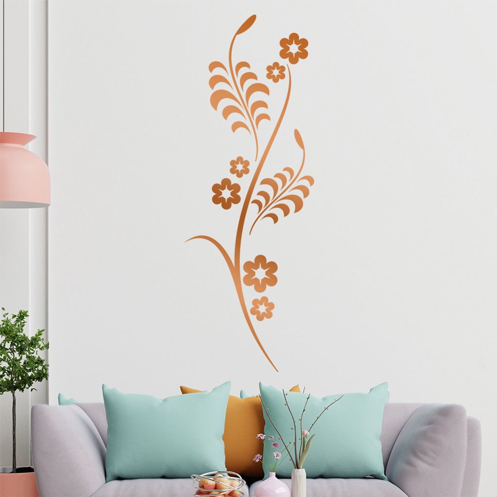 Sternen - Blüten - Pflanze Wandtattoo in 6 Größen - Wandaufkleber Wall Sticker - Dekoration, Küche, Wohnzimmer, Schlafzimmer, Badezimmer