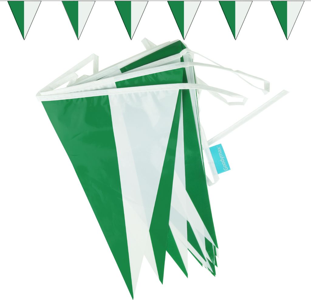 Goodymax Wimpelkette 10 m DESIGN Grün-Weiß 2-farbig