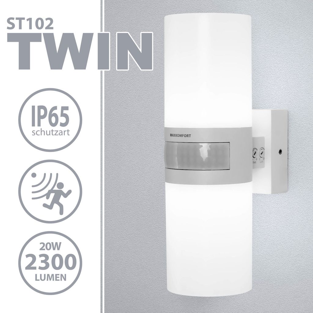 LED Außenwandleuchte ST102A1 TWIN-WH – 2x10W, 2300lm, Produktbild 