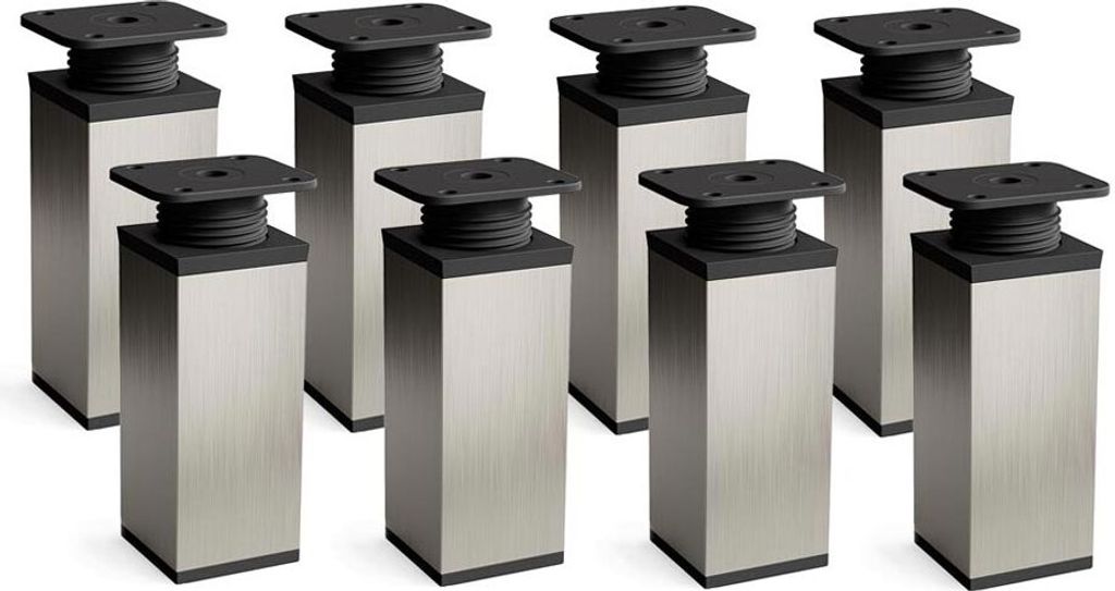 8er Set sossai moderne Möbelfüße in Inox 80mm höhenverstellbar Schrankfüße Sockelfüße