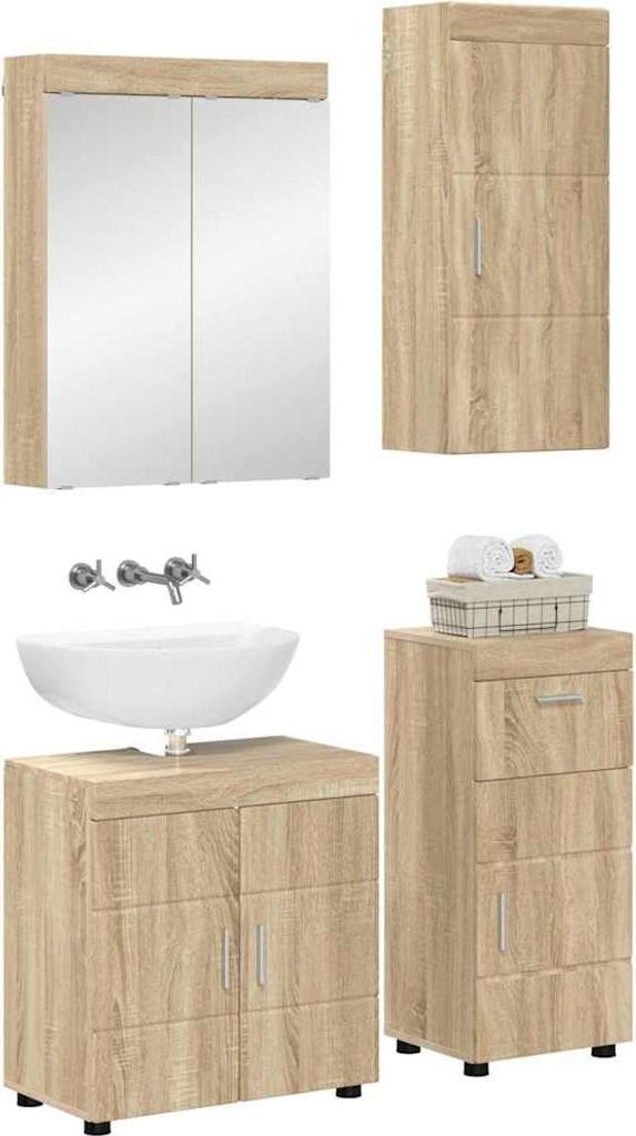 vidaXL Badezimmermöbel-Set mit Regal TULUM Sonoma-Eiche Holzwerkstoff