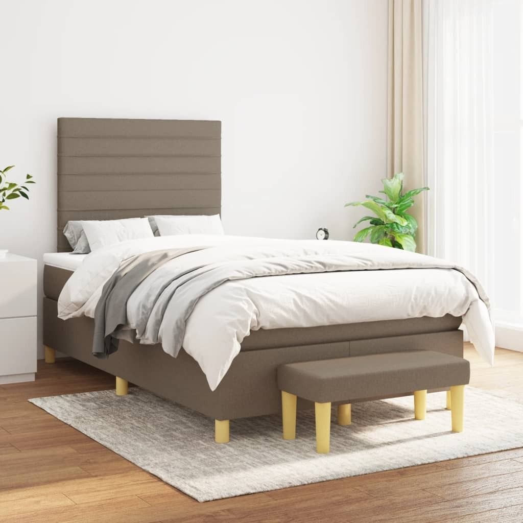 "2026 Promotion" Boxspringbett mit Matratze - Taupe 120x200 cm - Stoff - Polsterbett CC7867