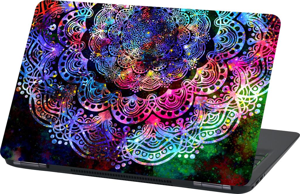 Premium Laptop Universal Folien Cover – Matt, Kratzfest & Rückstandslos entfernbar LP68 Mandala Bunt 13-14 Zoll 24x34cm