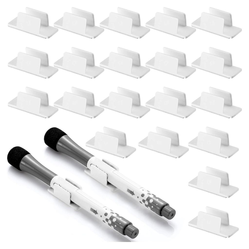 Stifthalter Pen Holder Clip Selbstklebend für Pen Paint Pinsel Stick auf Schreibtisch Computer Car Bulletin Board Clipboards, 20 Packung, Weiß
