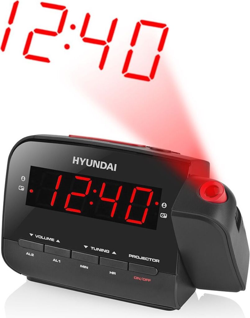 Hyundai Radiowecker RAC 481 PLLBR mit digitaler Zeitanzeige, Uhrzeitprojektion und AM/FM-Tuner