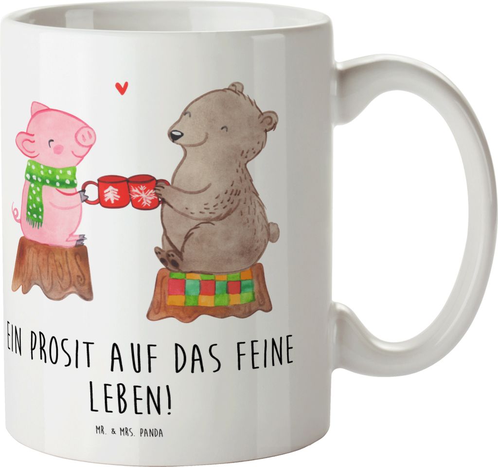 Mr. & Mrs. Panda Mehrwegbecher Glühschwein Sause - Weiß - Geschenk, Schwein, Bär, Kindertrinkbecher, Prost, Alles Gute, Pott, Trinklernbecher, W...