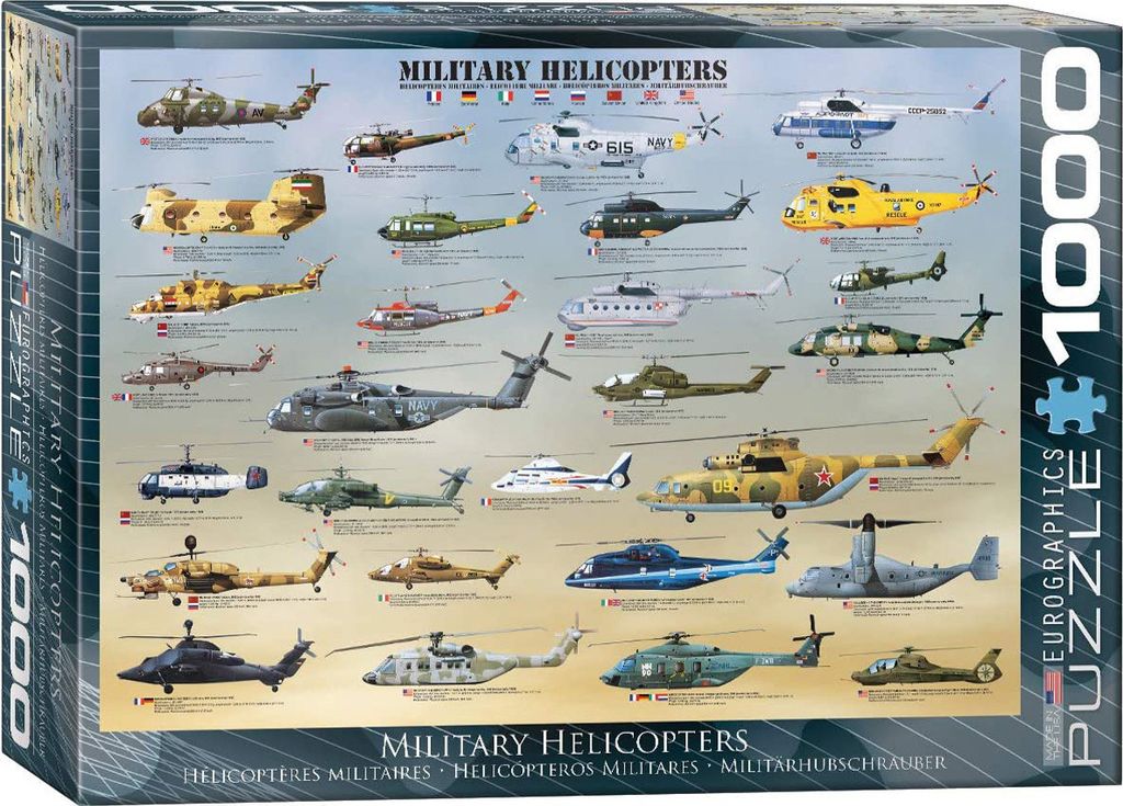 1000 Teile Puzzle - Puzzle - Moderne Miltärhubschrauber + Puzzle Alu Rahmen für 1000er