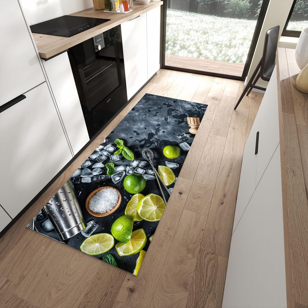 Küchenteppich 80x200cm rutschfest & abwischbar PVC Läufer - Cocktail Zutaten