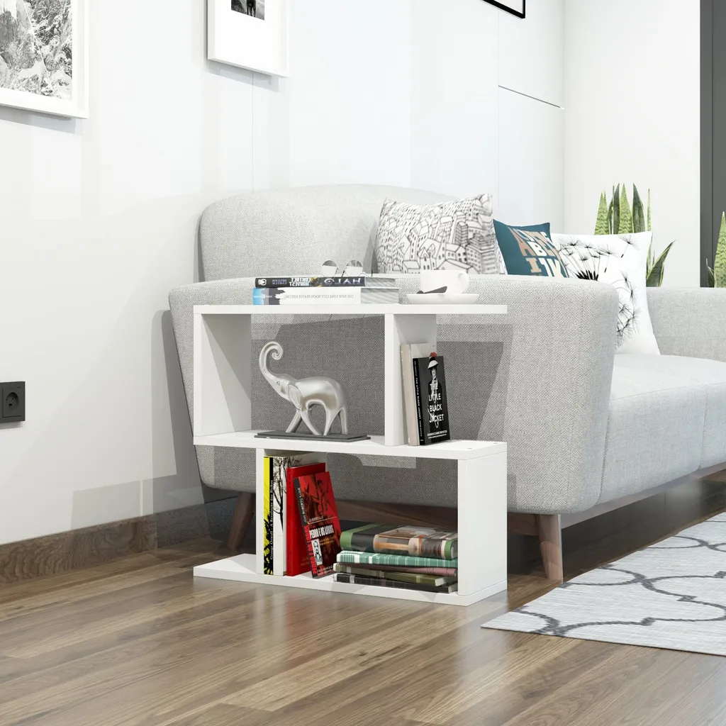 Table basse de salon compacte pour petit espace, Lale DCM blanc 60cm