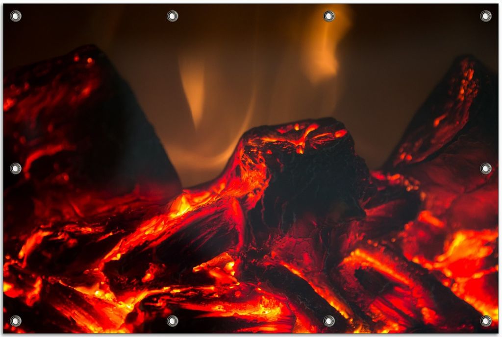 Wallario Outdoor-Poster für Garten oder Balkon, Motiv Glühende Kohle, in ca. 80 x 120 cm