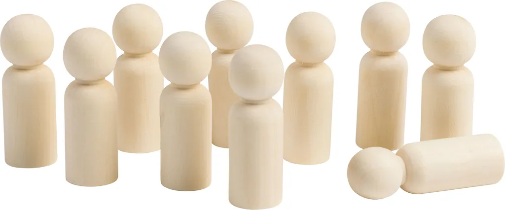 EDUPLAY 370125 Personnes et Animaux en Bois Médium Ø2,5x7cm - Lot de 10