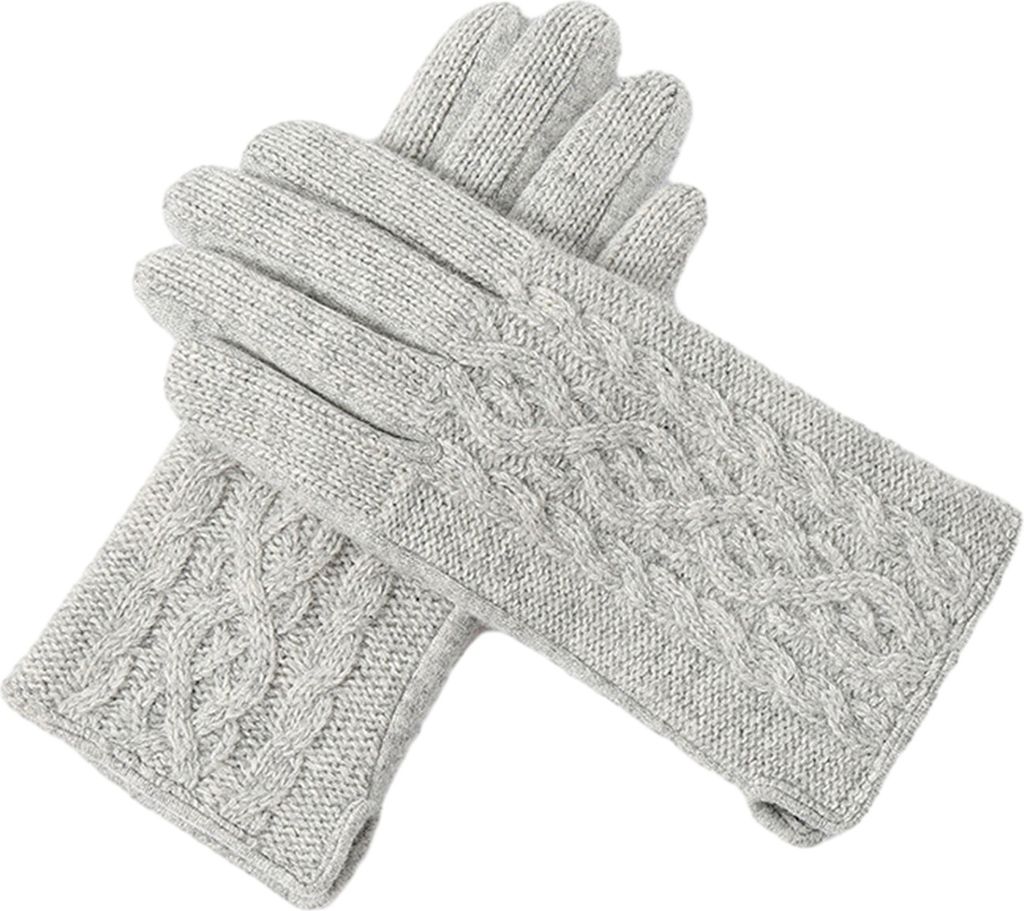 1 Paar warme Winterhandschuhe mit Plüschfutter, winddicht, weich, dehnbar, einfarbig, Vollfinger-Touchscreen-Handschuhe