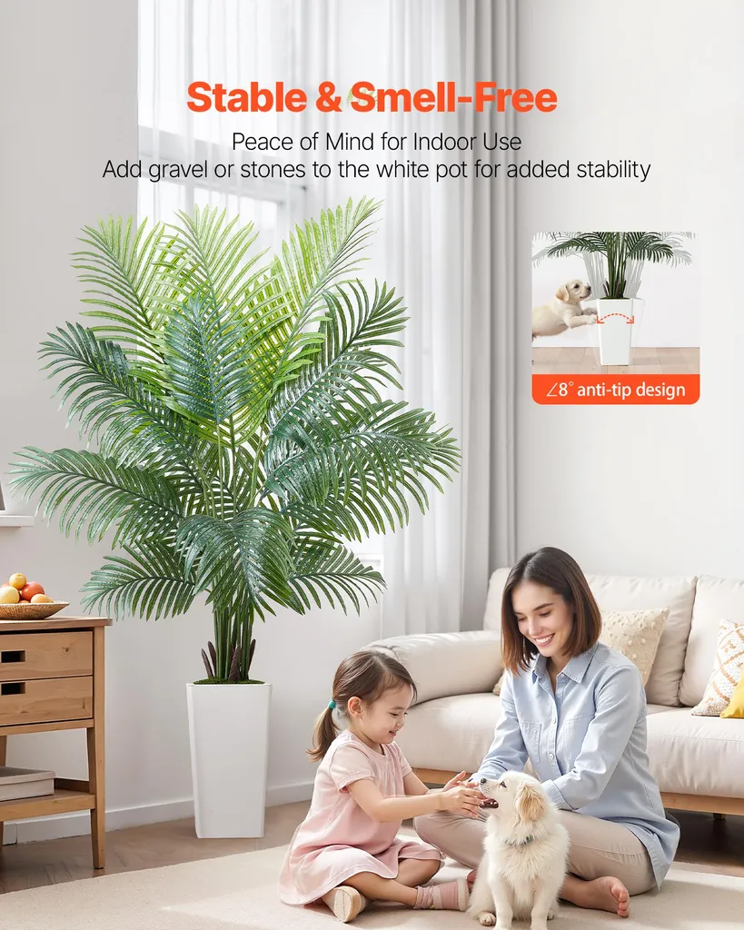 Palma d'Areca Artificiale 1,8m SucceBuy | Pianta di Seta con Vaso Bianco - 3