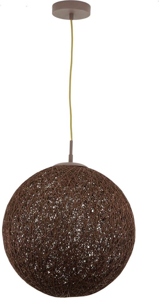 Pendelleuchte rund Kugel Schirm Ø 40 cm aus Metall Geflecht Braun E27 Hängelampe Wohnzimmer Esszimmer
