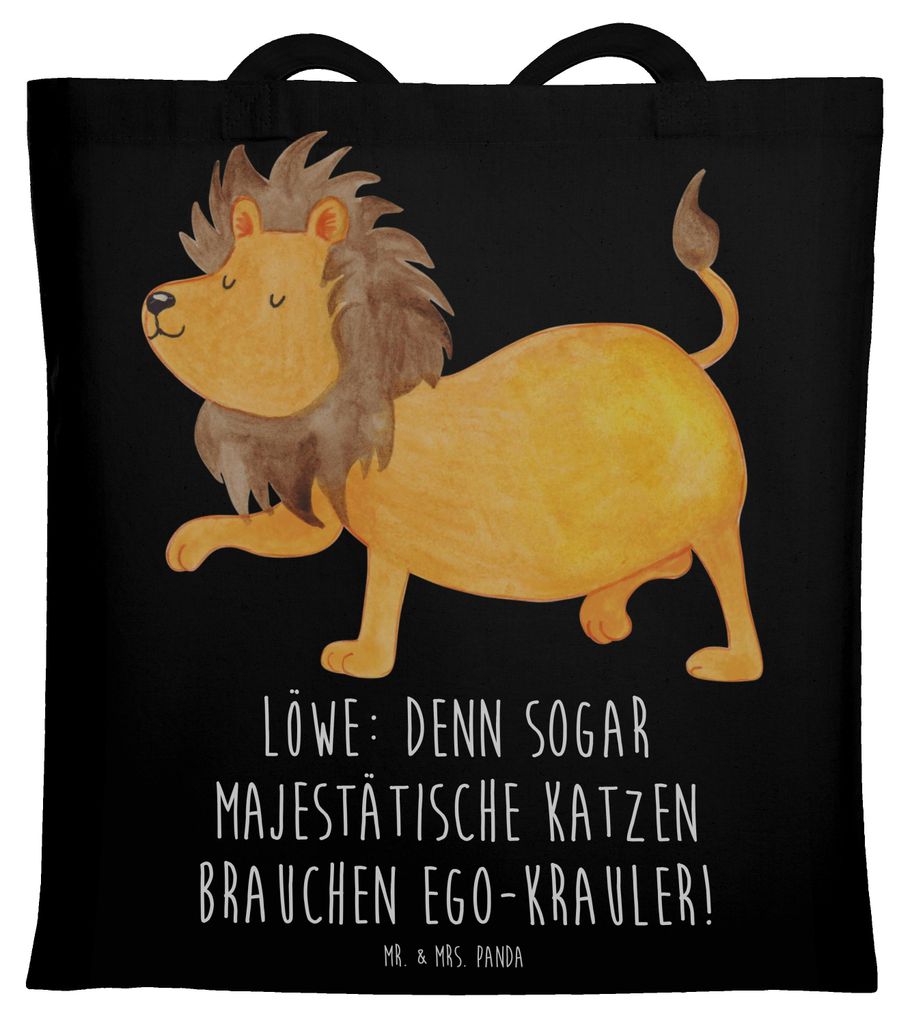 Mr. & Mrs. Panda einkaufsshopper Majestätischer Löwe - Schwarz - Geschenk, Ego, Zuneigung, Jutebeutel, Tierkreiszeichen, Tasche, Geschenke Sternz...