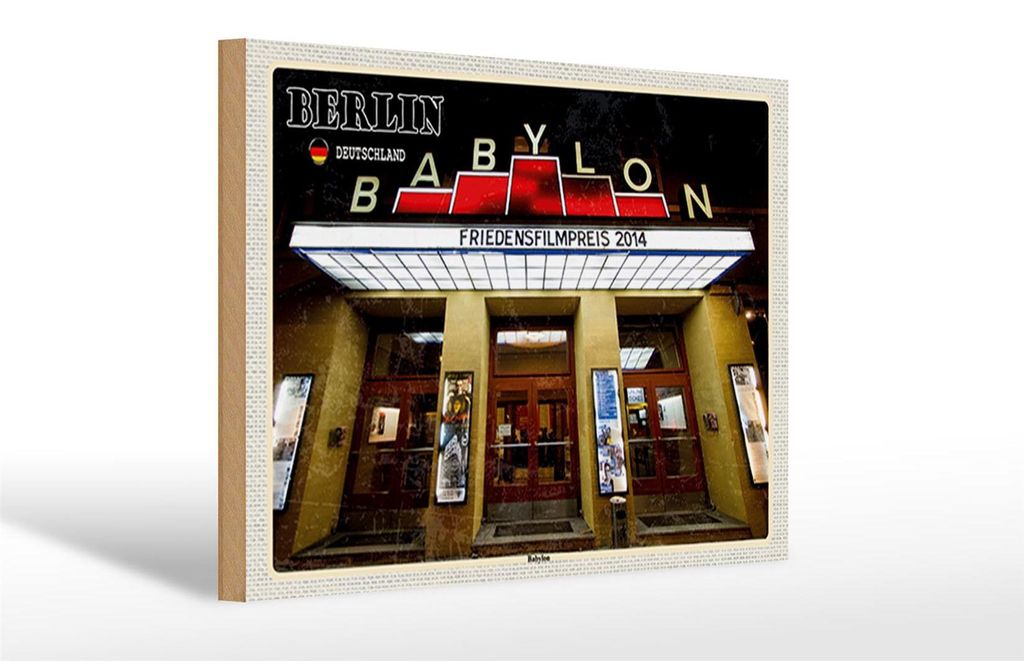 Holzschild Städte Berlin Deutschland Babylon Kino 30x20cm