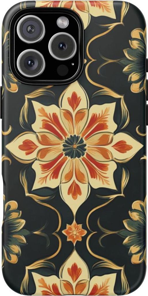 Elegantes Blumenornament – Hülle Kompatibel mit iPhone 16 Pro Max