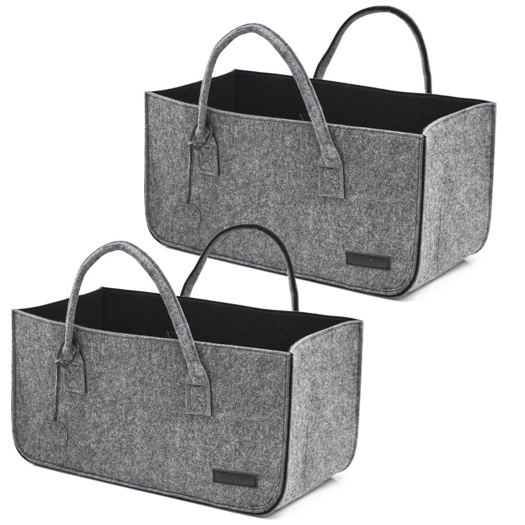 sada 2 plstěných tašek šedá/černá 50x25x25cm Obrázek produktu 