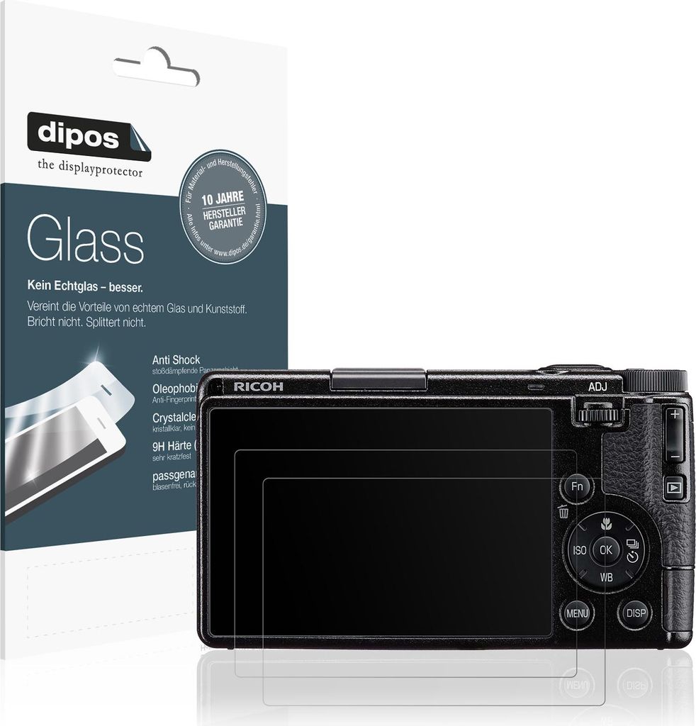 2x Schutzfolie für Ricoh GR IV matt - Anti-Shock 9H Folie dipos Glass Kunststoffglas