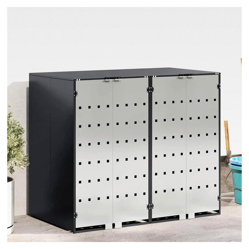 Müllbehälter für 2 Tonnen 136 x 77,5 x 115,5 cm Stahl, Abfalltonnenhaus für Großfamilien, Gastronomiebetriebe, Campingplätze und Wohnanlagen