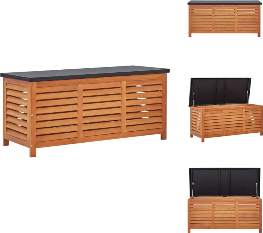 Malle de rangement extérieure 117 cm en eucalyptus massif pour jardin