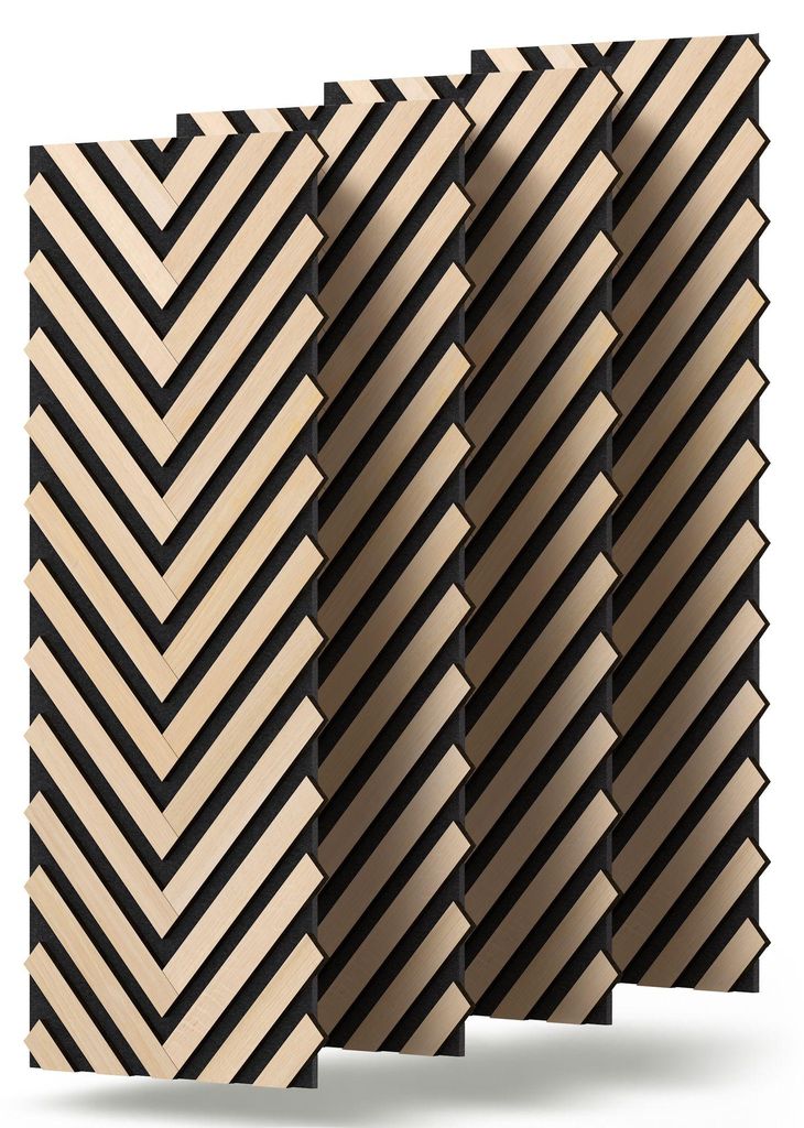 Dalsys 4x Akustikpaneele Holz 120x54cm mit Fischgrät-Muster Eiche hell - Akustik Paneele Wand - Wandpaneele Holz für Schallschutz in Büro & Wohn...