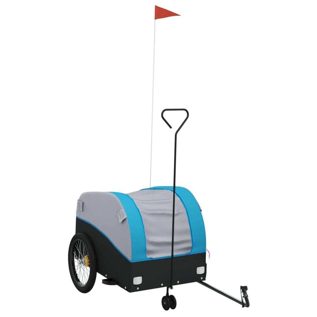 vidaXL Rimorchio per biciclette nero e blu 45 kg di ferro Immagine del prodotto 