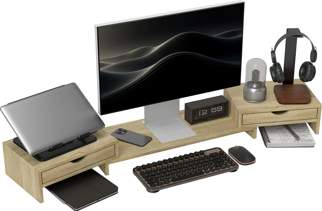 Support écran de bureau et rehausseur PC portable réglable 60-116 cm