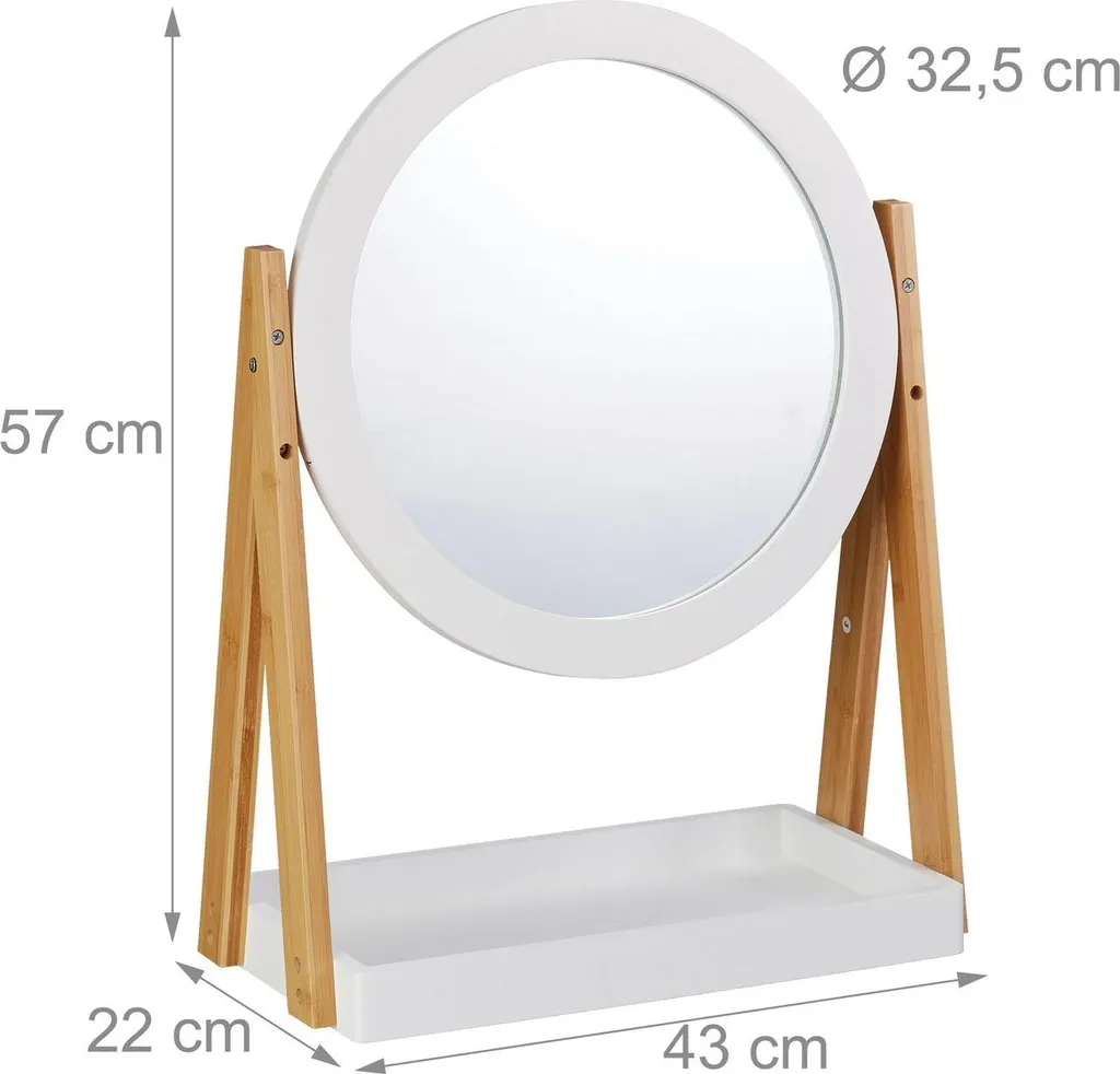 Miroir en bambou de haute qualité avec tablette de rangement compacte