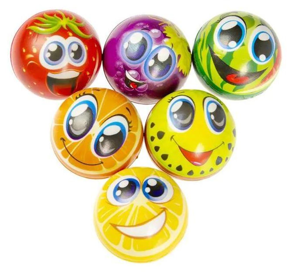 6 tlg. Set Antistress Ball Fruchtsmile Softball Produktbild 