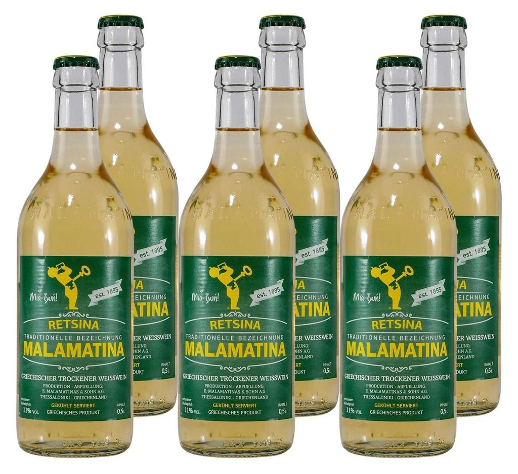 Retsina Malamatina Weißwein -trocken- (6 x 0,5L) Produktbild 