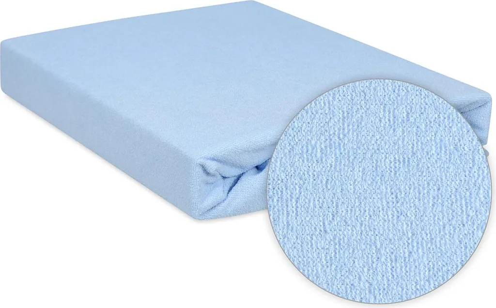 Drap-housse éponge extensible pour grand lit double 160x200 cm bleu