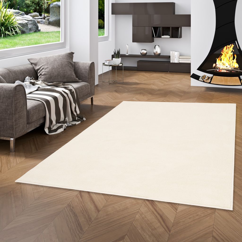 Luxus Super Soft Hochflor Langflor Teppich Deluxe Creme, Größe:400x400 cm