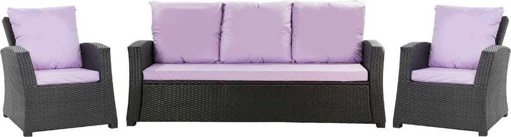 Polyrattan-Möbelkissen set 5-Sitzer 168x60cm + 2x 56x52cm| Sitzkissen-Set Hellviolett, Outdoor-Kissen mit Rückenlehne, Gartenstuhle-Kissen, Sofak...